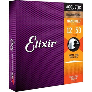 Elixir 16052 ACOUSTIC NANO WEB Phosphor Bronze Light 12-53 アコースティックギター弦〈エリクサー〉