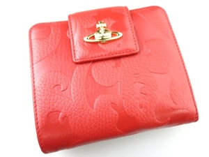 Vivienne Westwood ホック式折り財布 赤 3883VX エンボス柄 # ヴィヴィアンウエストウッド 正規品 [B16653]