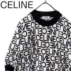 celine セリーヌ　サマーニット　セーター　総柄　ロゴ　チルデン