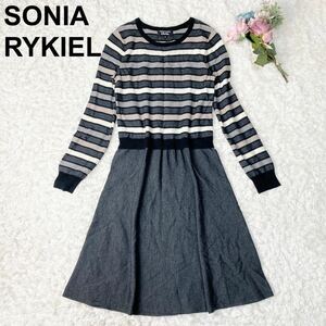 SONIA RYKIEL ソニアリキエル ニットワンピース ボーダー レディース 32 切替 B102317-88