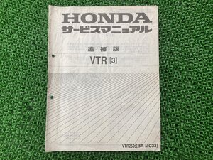 VTR250 サービスマニュアル MC33-102～ ホンダ 正規 中古 バイク 整備書 配線図有り 補足版 MC33-102 KFK op 車検 整備情報