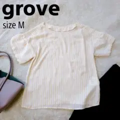 grove グローブ ワールド ボリューム袖 半袖ブラウス m オフィス 通勤