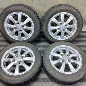 1円～ T9722■155/65R14 DUNLOP WINTERMAXX WM02 ダイハツ純正 4.5J 4H +45 PCD100 19年 スタッドレス★条件付送料無料★ムーヴ タント