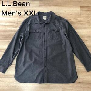 【送料無料】L.L.Beanコットン長袖シャツグレー　メンズXXLサイズ　エルエルビーンアウトドア登山大きいビッグサイズ