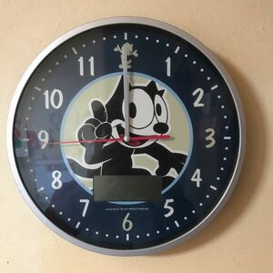 デカい25cm 壁掛け時計 フィリックス ザ キャット FELIX THE CAT 黒猫 ネコ 時計は壊れてます ディスプレイ飾り物で考えてください。