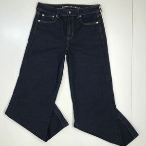 AMERICAN EAGLE アメリカンイーグル　ワイドデニムパンツ　ストレッチデニム　ジーンズ　デニムパンツ　濃紺　10号　311-136a