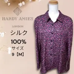 シルク100% HARDY AMIES ハーディエイミス 花柄 ブラウス シャツ