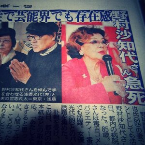 野村沙知代さん命日の新聞記事