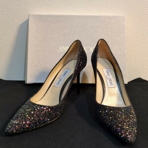 JIMMY CHOO （ジミーチュウ）ROMY 85 サイズ39.5 パンプス　RAINBOW/BLACK　ラメ　美品