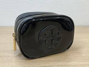 16124 美品 TORY BURCH トリーバーチ パテント 化粧 メイクポーチ マルチポーチ 小物入れ ゴールド ※説明と画像をご確認下さいませ！