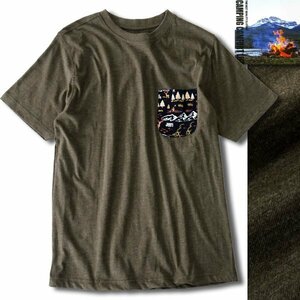 新品 キャンピングコンフォートライフ 春夏 アウトドア カヌー プリント Tシャツ L カーキ【PW9M-T114_DGE】 CAMPING COMFORT LIFE 半袖