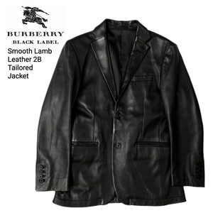 超名作 BURBERRY BLACK LABEL バーバリーブラックレーベル 国内正規品 最高級スムースラムレザー2Bテーラードジャケット S 美品 Burberrys