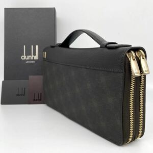 [未使用] ダンヒル dunhill メンズ ビジネスバッグ トラベルケース オーガナイザー 長財布 ラウンドファスナー ダブル 2室 本革+PVC 茶