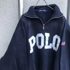 レア 90s POLO SPORT ポロスポーツ ハーフジップスウェット