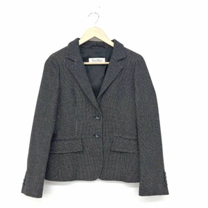 良好◆MAX MARA マックスマーラ 2Bジャケット サイズ38◆ チャコールグレー ウール レディース アウター 白タグ カシミヤ混