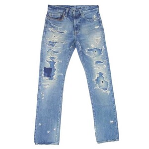 HYSTERIC GLAMOUR ヒステリックグラマー 0262AP11 RWH クラッシュ ダメージ スタッズ ストレート デニムパンツ ジーンズ 31インチ【中古】