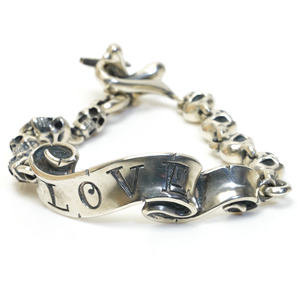 ラットレース ブレスレット リボン クロス ボーン ラブ YUJI スカル 925 RAT RACE Message On Ribbon Cross Bone Bracelet LOVE