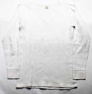 THE FLATHEAD (フラットヘッド) V-Neck Thermal Shirt / Vネック 長袖サーマルTシャツ ホワイト size 36 / ロンT