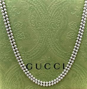 【即決/送料込み】希少 GUCCI/グッチ ネックレス インターロッキングG ダブルボールチェーン/Wチェーン シルバー925