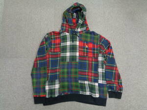 希少 POLO Ralph Lauren パッチワーク タータンチェックプリントP/O スウェット Size : XL 