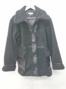 ◇ MOUSSY マウジー パイピング ボア フロントボタン 無地 ゆったり 長袖 ジャケット サイズF ブラック レディース P