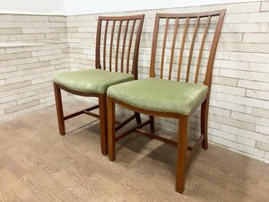 アンティーク ダイニングチェア2脚セット 食卓椅子 イス 木製 北欧スタイル ヴィンテージ レトロ(B) (貝283)