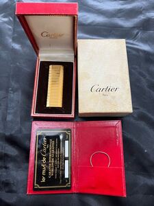 JP1877＊ライター 喫煙具 Cartier カルティエ ガスライター ゴールド 箱 カード付＊