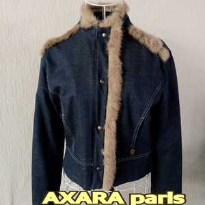 AXARA Paris ◆ ファー付き ジャケット 2サイズ インディゴカラー ◆ レディース 