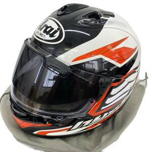 【美品】 Arai アライ HYOD ヒョウドウ RX-7X フルフェイスヘルメット※バイザー付き 白・黒系 ホワイト・ブラック系 Mサイズ　 11647-100