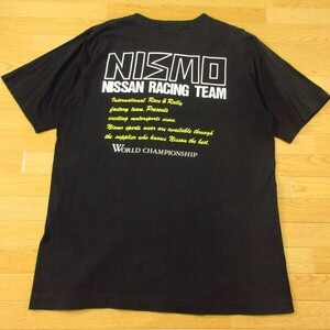 ◎希少！NISMO ニスモ 旧ロゴ◆Tシャツ 半袖 Nissan Motorsports 日産 レース 筆記体 当時物 ヴィンテージ◆メンズ 黒 Lサイズ◆A6144