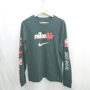 ◇ ⊇ Φ NIKE ナイキ ロゴプリント 長袖 Tシャツ サイズL ブラック系 メンズ E