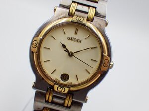 355349【1円スタート】GUCCI グッチ 9000M ラウンドデイト メンズ 時計 クオーツ ケース32ｍｍ