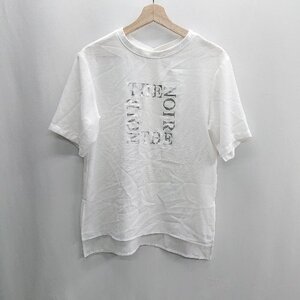 ◇ Θ◎ COLLAGE GALLARDAGALANTE フロントに英字 半袖 Tシャツ シースルー カットソー サイズF ホワイト レディース E