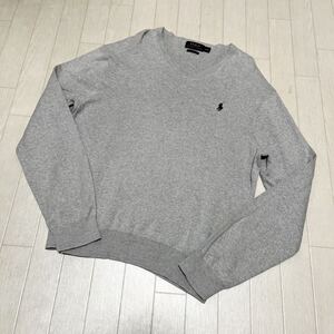 和574★ POLO RALPH LAUREN ポロラルフローレン ニット セーター Vネック 長袖 S グレー メンズ