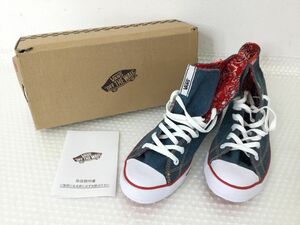 ●営ST232-80　ヴァンズ VANS 28.5cm スニーカー デニム風 ペイズリー柄 ハイカット 紐靴 ブルー 青 レッド 赤 メンズ 靴 シューズ