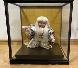 中古 日本人形 ガラスケース付き 五月人形 歌舞伎 ひな人形 市松人形 アンティーク ドール 昭和レトロ