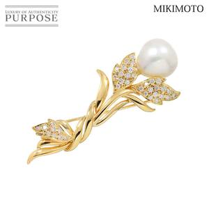 ミキモト MIKIMOTO バロック真珠 12.4mm ダイヤ 0.48ct ブローチ K18 YG イエローゴールド 750 パール Brooch 90234099