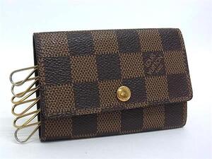 1円 ■美品■ LOUIS VUITTON ルイヴィトン N62630 ダミエ ミュルティクレ6 6連 キーケース 鍵入れ レディース メンズ ブラウン系 BI8446