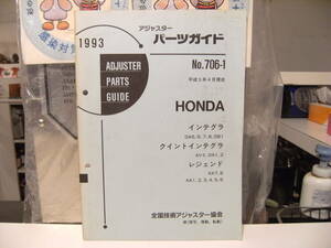 平成レトロ★1993年 HONDA ホンダ自動車 インテグラ クイントインテグラ レジェンド パーツガイド 整備書 カタログ★旧車 ヤンキー 走り屋