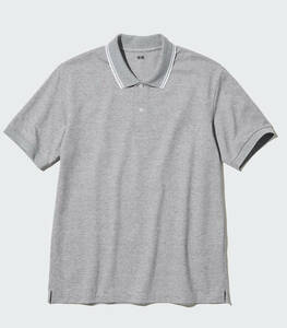 【新品】ユニクロ ドライカノコ襟ラインポロシャツ（半袖） グレー Mサイズ　完売モデル