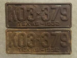 19 32 デュース フォード ライセンス プレート ナンバー ビンテージ 本物 実物 アメ車 ホットロッド カスタムショー パティーナ テキサス