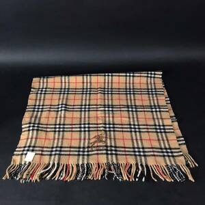 ER0122-87-3 BURBERRY バーバリー マフラー ウール100% ノバチェック フリンジ ストール W114cm D66cm フリンジ6cm 60サイズ