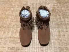 ブラウン スエード フリンジ ウエスタンブーツ MINNETONKA