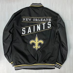 USA正規品 【XL】 NFLオフィシャル JHデザイン Saints ニューオリンズ セインツ 黒 スタジャン スタジアムジャンパー アメフト 