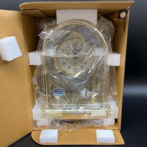 【未使用】動作品 SEIKO セイコー アンティーク 置時計 置き時計 振り子時計 箱入 PW334G クオーツ 金色 当時物 昭和レトロ