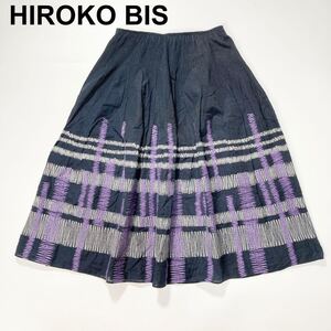 HIROKO BIS ヒロコビス スカート プリーツ 刺繍 ウエストゴム 9 M レディース B62425-127