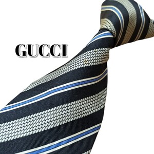 ★GUCCI★　グッチ　ネイビー系　ストライプ　イタリア製