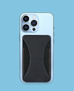 【ブラック】スマホ カードケース スマホスタンド 折り畳み 粘着式 薄型 軽量 カードホルダー カード収納 磁石付き iPhone Android