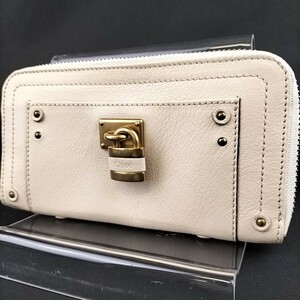 17 Φ 【 Chloe 】 クロエ パディントン 南京錠 ゴールド金具 レザー ラウンドファスナー 長財布 ウォレット 小銭入れあり 商品ランクB 