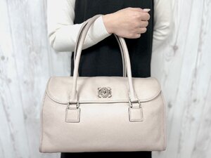 極美品 LOEWE ロエベ アナグラム トートバッグ ショルダーバッグ バッグ レザー グレージュ A4収納可 79228